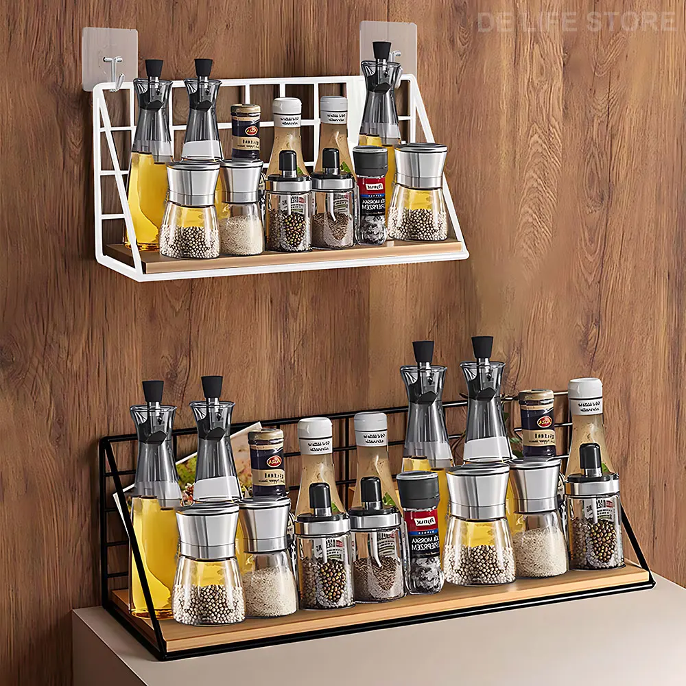 kf-Sd8c1d2c2d60b4a24861d4fb1b48dff881 Spice Rack For Kitchen Hanging Wooden Spice Jar Storage - Image 1